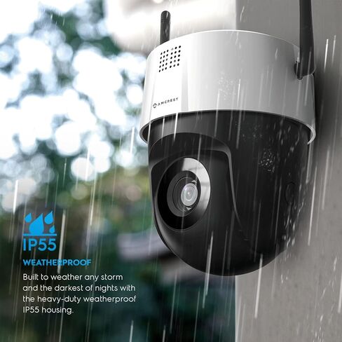 كاميرا Amcrest 5MP UltraHD Mini AI خارجية واي فاي، كاميرا IP للأمان مع صوت ثنائي الاتجاه، رؤية ليلية بالألوان الكاملة 98 قدمًا، عرض عن بعد، 5 ميجابيكسل، واسعة 106 درجة FOV، IP5M-1190W-V2 (أبيض) in Kuwait