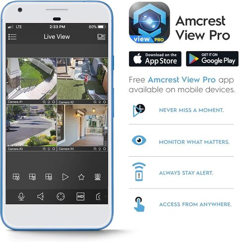 كاميرا Amcrest 5MP UltraHD Mini AI خارجية واي فاي، كاميرا IP للأمان مع صوت ثنائي الاتجاه، رؤية ليلية بالألوان الكاملة 98 قدمًا، عرض عن بعد، 5 ميجابيكسل، واسعة 106 درجة FOV، IP5M-1190W-V2 (أبيض) in Kuwait