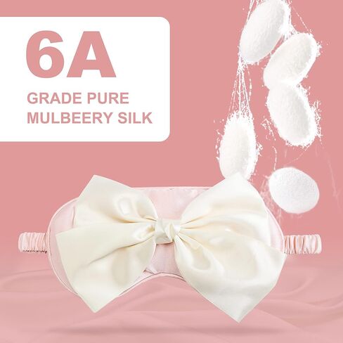 قناع عين من الحرير الخالص للنوم، قناع نوم وردي بتصميم عصري للنساء مع شريط مطاطي، يساعد على النوم الجيد ليلاً in Kuwait