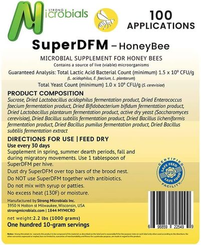 Strong Microbials SuperDFM-Honeybee, Probiotic for Bees, 100 Applications in Saudi Arabia