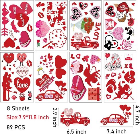 ملصقات نافذة لعيد الحب لعيد الحب، ملصقات نافذة جنوم بتصميم مزدوج الجوانب على شكل قلب أحمر الشفاه، ملصقات نافذة لتزيين نوافذ عيد الحب للنوافذ الزجاجية، المنزل، المدرسة، المكتب، لوازم حفلات عيد الحب in Kuwait