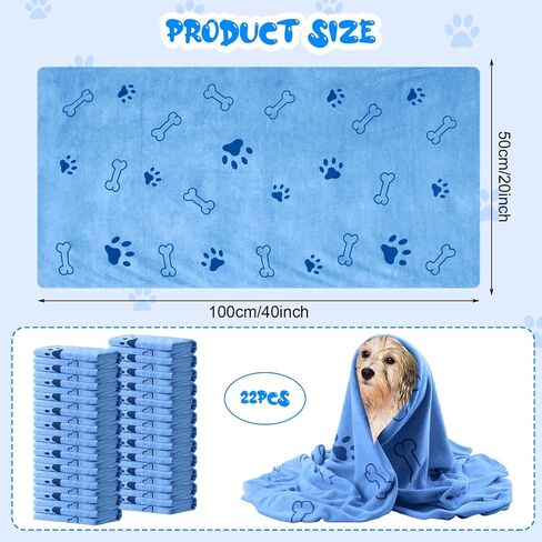 Tatuo 22 Pcs Dog Towels for Drying Dogs 20 x 40 Inch Pet Bath Towels Dog Absorbent Microfiber Towel Quick Drying Puppy Bathing Supplies for Small Medium Large Dog Puppy Cat Grooming (Bone Pattern) in Saudi Arabia