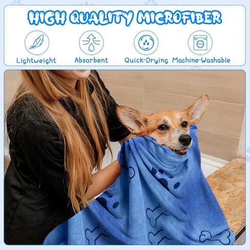 Tatuo 22 Pcs Dog Towels for Drying Dogs 20 x 40 Inch Pet Bath Towels Dog Absorbent Microfiber Towel Quick Drying Puppy Bathing Supplies for Small Medium Large Dog Puppy Cat Grooming (Bone Pattern) in Saudi Arabia