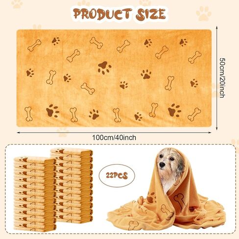 Tatuo 22 Pcs Dog Towels for Drying Dogs 20 x 40 Inch Pet Bath Towels Dog Absorbent Microfiber Towel Quick Drying Puppy Bathing Supplies for Small Medium Large Dog Puppy Cat Grooming (Bone Pattern) in Saudi Arabia