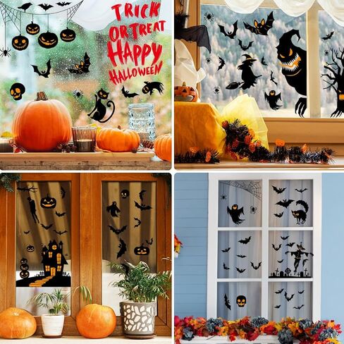 AUAUY Christmas Window Stickers, 8 Sheets 116pcs Merry Christmas Window Clings Sticker, Reusable Children's Window Film, Double-Sided Static Adhesive PVC Stickers for Glass Windows Decoration in Kuwait