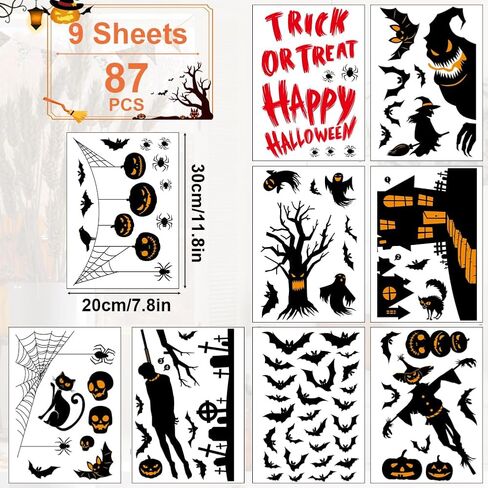 AUAUY Christmas Window Stickers, 8 Sheets 116pcs Merry Christmas Window Clings Sticker, Reusable Children's Window Film, Double-Sided Static Adhesive PVC Stickers for Glass Windows Decoration in Kuwait