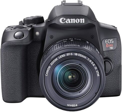 كاميرا Canon EOS Rebel T8i DSLR مع عدسة تكبير STM مقاس 18-55 مم F/4-5.6 STM + عدسة STM مقاس 55-250 مم f/4-5.6 + بطاقات ذاكرة سعة 64 جيجابايت، وحزمة صور احترافية (42 قطعة) in Saudi Arabia