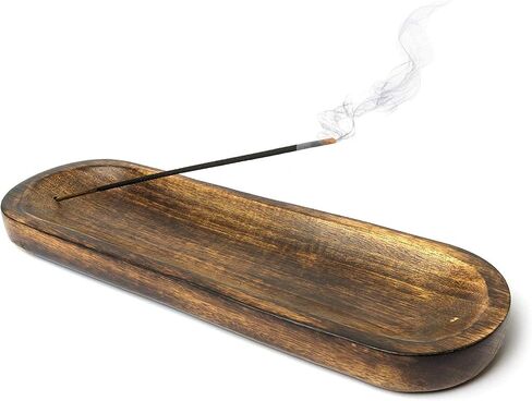 Bless-International Traditional-Handmade-Tray-Burner Wooden-Trat-Incense-Stick-Holder Ash-Catcher-Stand for-Aromatherapy-Meditation-Yoga (Celebration, 11x4x1.22 Inches) in Kuwait