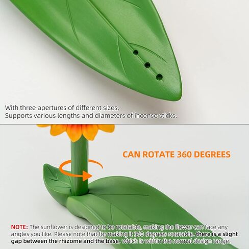 GARMOLY Sunflower Incense Holder for Sticks, Incense Burner with 30 Incense Sticks and Detachable Ash Catcher, Farmhouse Sunflower Decor for Home, Patio, Nature Art Theme Incense Tray in Kuwait