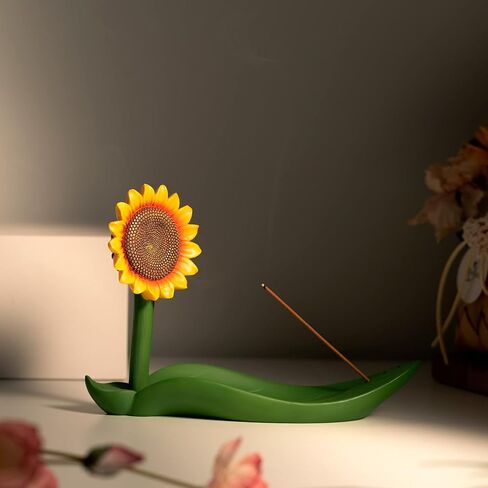GARMOLY Sunflower Incense Holder for Sticks, Incense Burner with 30 Incense Sticks and Detachable Ash Catcher, Farmhouse Sunflower Decor for Home, Patio, Nature Art Theme Incense Tray in Kuwait