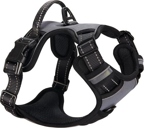 حزام عاكس للكلاب متوسطة وكبيرة الحجم، لا يسحب ولا يخنق - حزام جرو قابل للتعديل مع مقبض تحكم سهل، مشبك أمامي - مبطن ناعم، حزام صدرية مريح للكلاب - شديد التحمل للحيوانات الأليفة في الهواء الطلق in Kuwait