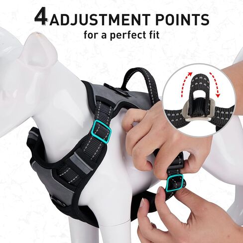 حزام عاكس للكلاب متوسطة وكبيرة الحجم، لا يسحب ولا يخنق - حزام جرو قابل للتعديل مع مقبض تحكم سهل، مشبك أمامي - مبطن ناعم، حزام صدرية مريح للكلاب - شديد التحمل للحيوانات الأليفة في الهواء الطلق in Kuwait