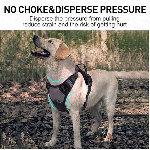 حزام عاكس للكلاب متوسطة وكبيرة الحجم، لا يسحب ولا يخنق - حزام جرو قابل للتعديل مع مقبض تحكم سهل، مشبك أمامي - مبطن ناعم، حزام صدرية مريح للكلاب - شديد التحمل للحيوانات الأليفة في الهواء الطلق in Kuwait