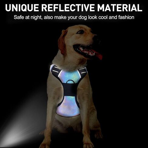 حزام عاكس للكلاب متوسطة وكبيرة الحجم، لا يسحب ولا يخنق - حزام جرو قابل للتعديل مع مقبض تحكم سهل، مشبك أمامي - مبطن ناعم، حزام صدرية مريح للكلاب - شديد التحمل للحيوانات الأليفة في الهواء الطلق in Kuwait