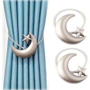 Magnetic Curtain Tiebacks 2 Pack, Star Moon Curtain Tie Backs, Gold Clip Curtain Holdbacks, Window Curtain Drape Tie Backs, Gold Moon Curtain Hooks Clip Rope for Home Office Decorative (Gold) in Kuwait