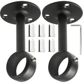 Creatyi قضيب الستارة بين قوسين قضيب الستارة، دعامات تثبيت السقف، حاملات ستائر، حاملات ستائر، حاملات قضبان ستائر لقضيب 1 1/4 بوصة (قطعتان، أسود) in Kuwait