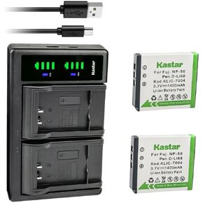 استبدال شاحن بطارية USB Kastar FNP-50 LTD2 لبطارية Fujifilm NP-50 NP-50A، Fujifilm BC-50، شاحن BC-45W، Fujifilm FinePix XP170، FinePix XP200، FinePix XF1، FinePix F1000EXR in Kuwait