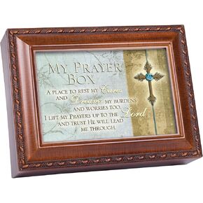 Cottage Garden My Prayer Box Place to Rest Cares Woodgrain Rope Trim Jewelry Music Box Plays Friend in Jesus in Saudi Arabia