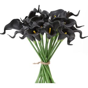 IPOPU 24PCS Artificial Flowers Fake Calla Lily Flowers Real Touch Calla Lily Faux Flowers Arrangement Bouquet for Home Garden Office Party Wedding Bouquet Centerpieces Flower Home Decoration (White)