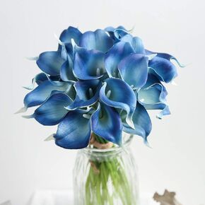 IPOPU 24PCS Artificial Flowers Fake Calla Lily Flowers Real Touch Calla Lily Faux Flowers Arrangement Bouquet for Home Garden Office Party Wedding Bouquet Centerpieces Flower Home Decoration (White) in Kuwait