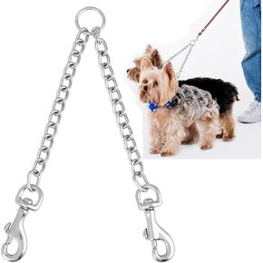 Metal Double Dog Lead,Double Leashes for 2 Dogs Double Dog Metal Chain Heavy Duty 2 Way Dog Lead No-Tangle Two Way Leashs for Pet Walking Training (2.5mm x 40cm) in Kuwait