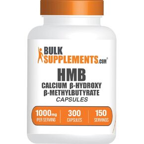 BULKSUPPLEMENTS.COM كبسولات HMB - كالكالسيوم HMB، بيتا هيدروكسي بيتا ميثيل بوتيرات، مكمل HMB، خالي من الغلوتين - 1000 مجم HMB، كبسولتان لكل وجبة، 300 كبسولة (عبوة من 1) in Kuwait