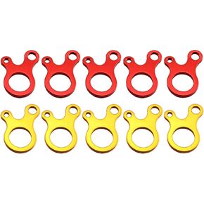 RuiLing 10pcs Aluminum Alloy Quick Release Tent Rope Stoppers Outdoor Camping Shelter Awning Wind Rope Adjuster Tent Rope Tighteners Red 2 Sizes (5.5x2cm and 4.3x1.2cm)