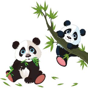 Amaonm Removable Cartoon Smile Panda Wall Decal Kids Room Wall Stickers 3D Peel Stick DIY Nursery Art Decor Baby Sticker Girls Living Room Classroom Kindergarten Bathroom Bedroom Decoration