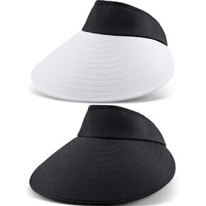 2 Pieces Sun Visor Hats Wide Brim Visor Hats Adjustable Large Brim Summer Beach Caps for Women