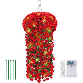 3 قطع من نباتات الكرمة الصناعية المعلقة مع أضواء وشماعة نباتات مكرامية، بوثوس معلقة وهمية مع وعاء داخلي وخارجي، نباتات خضراء معلقة مع سلة لديكور جدار الفناء والمكتب المنزلي in Kuwait