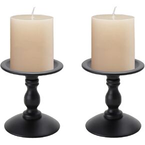 حامل شموع أسود معدني مجموعة من 2، شمعدان عتيق لبيت المزرعة ديكورات المنزل شمعدان لطاولة حفل زفاف المنزل الموقد ديكور in Kuwait