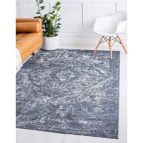 Rugs.com سجادة مجموعة أوريغون - سجادة رمادية منخفضة الوبر مقاس 5 × 8 بوصة مثالية لغرف المعيشة وغرف الطعام الكبيرة ومخططات الأرضيات المفتوحة