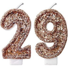 2.8" Blue Black Glitter Number Candles-Many Colors 29th 92nd Birthday Gifts Birthday Decorations Birthday Candles Numbers Happy Birthday Candles for Cake 2 Candle for Women for Men (Blue Black)