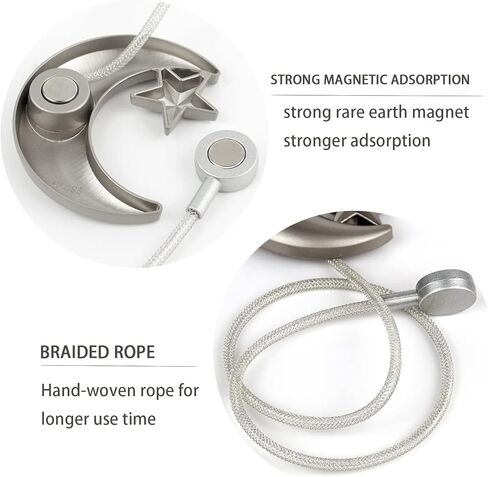 Magnetic Curtain Tiebacks 2 Pack, Star Moon Curtain Tie Backs, Gold Clip Curtain Holdbacks, Window Curtain Drape Tie Backs, Gold Moon Curtain Hooks Clip Rope for Home Office Decorative (Gold) in Kuwait