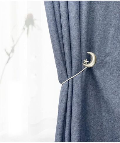 Magnetic Curtain Tiebacks 2 Pack, Star Moon Curtain Tie Backs, Gold Clip Curtain Holdbacks, Window Curtain Drape Tie Backs, Gold Moon Curtain Hooks Clip Rope for Home Office Decorative (Gold) in Kuwait