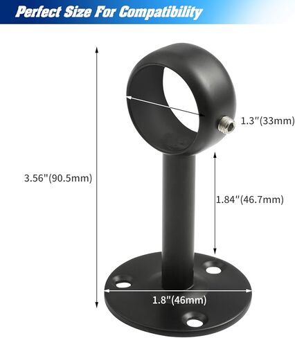 Creatyi قضيب الستارة بين قوسين قضيب الستارة، دعامات تثبيت السقف، حاملات ستائر، حاملات ستائر، حاملات قضبان ستائر لقضيب 1 1/4 بوصة (قطعتان، أسود) in Kuwait