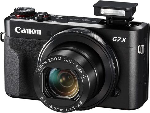 كاميرا Canon PowerShot G7 X Mark II الرقمية (1066C001) + 2 بطاقة ذاكرة سعة 64 جيجابايت + 3 بطاريات NB13L + برنامج Corel للصور + شاحن + قارئ بطاقات + ضوء LED + حقيبة ناعمة + المزيد (متجددة) in Kuwait
