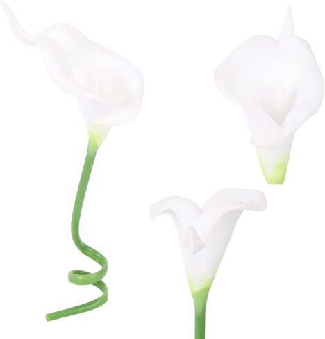 IPOPU 24PCS Artificial Flowers Fake Calla Lily Flowers Real Touch Calla Lily Faux Flowers Arrangement Bouquet for Home Garden Office Party Wedding Bouquet Centerpieces Flower Home Decoration (White) in Saudi Arabia