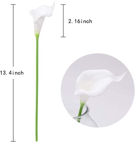 IPOPU 24PCS Artificial Flowers Fake Calla Lily Flowers Real Touch Calla Lily Faux Flowers Arrangement Bouquet for Home Garden Office Party Wedding Bouquet Centerpieces Flower Home Decoration (White) in Saudi Arabia