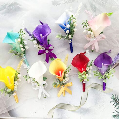 IPOPU 24PCS Artificial Flowers Fake Calla Lily Flowers Real Touch Calla Lily Faux Flowers Arrangement Bouquet for Home Garden Office Party Wedding Bouquet Centerpieces Flower Home Decoration (White) in Saudi Arabia