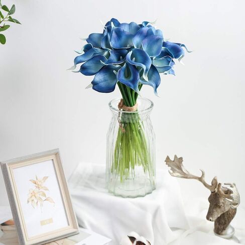 IPOPU 24PCS Artificial Flowers Fake Calla Lily Flowers Real Touch Calla Lily Faux Flowers Arrangement Bouquet for Home Garden Office Party Wedding Bouquet Centerpieces Flower Home Decoration (White) in Kuwait