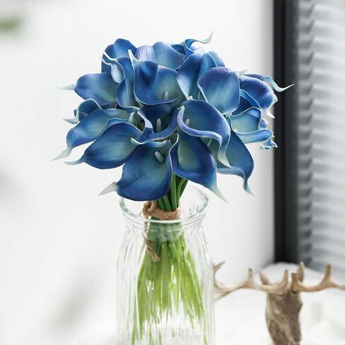 IPOPU 24PCS Artificial Flowers Fake Calla Lily Flowers Real Touch Calla Lily Faux Flowers Arrangement Bouquet for Home Garden Office Party Wedding Bouquet Centerpieces Flower Home Decoration (White) in Kuwait