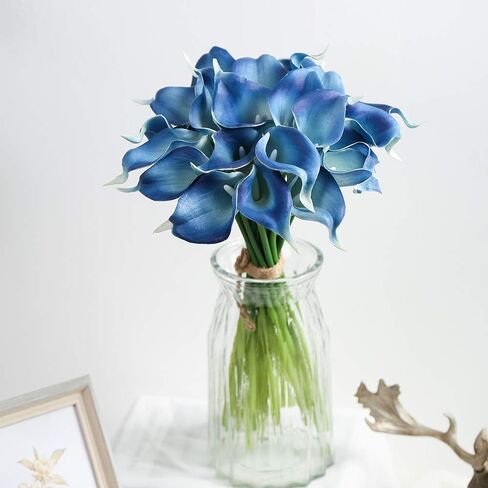 IPOPU 24PCS Artificial Flowers Fake Calla Lily Flowers Real Touch Calla Lily Faux Flowers Arrangement Bouquet for Home Garden Office Party Wedding Bouquet Centerpieces Flower Home Decoration (White) in Kuwait