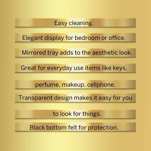 (صينية مرآة ذهبية صغيرة) - صينية زجاجية مزخرفة من الكروم النحاسي العتيق موزد لايف (صينية مرآة ذهبية مقاس S) in Kuwait