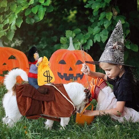 2 Pieces Cowboy Rider Dog Costume Knight Style Doll Hat and Money Bag Funny Saddle Pet Costume for Halloween Day Pet Carrying Costume Role Play Dog Halloween Party Cosplay Apparel (S) in Saudi Arabia
