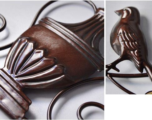 منحوتات جدارية حديدية من MKUN - ديكور حائط معدني مستدير مع فن شجرة وطيور رائع لتزيين المنزل والفندق (بني) in Kuwait