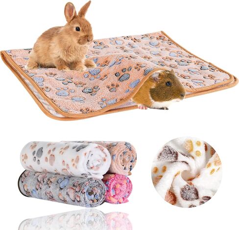 Grddaef 30X20 Inch Guinea Pig Fleece Blanket, 4Pcs Small Animal Washable & Plush Flannel Sleeping Mats Pad Rabbit Bedding Cage Liners for Hamster Guinea Pig Bunny Chinchilla Hedgehog Ferret in Saudi Arabia
