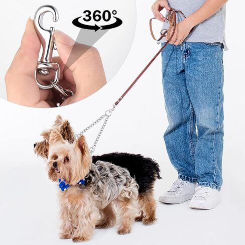 Metal Double Dog Lead,Double Leashes for 2 Dogs Double Dog Metal Chain Heavy Duty 2 Way Dog Lead No-Tangle Two Way Leashs for Pet Walking Training (2.5mm x 40cm) in Kuwait
