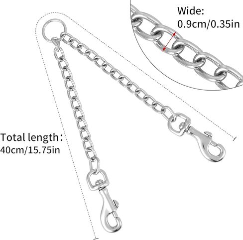 Metal Double Dog Lead,Double Leashes for 2 Dogs Double Dog Metal Chain Heavy Duty 2 Way Dog Lead No-Tangle Two Way Leashs for Pet Walking Training (2.5mm x 40cm) in Kuwait