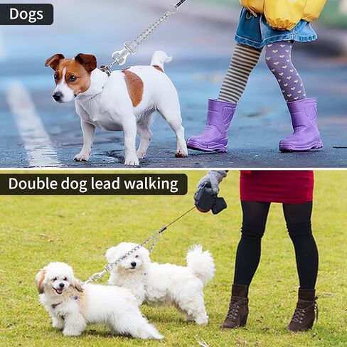 Metal Double Dog Lead,Double Leashes for 2 Dogs Double Dog Metal Chain Heavy Duty 2 Way Dog Lead No-Tangle Two Way Leashs for Pet Walking Training (2.5mm x 40cm) in Kuwait